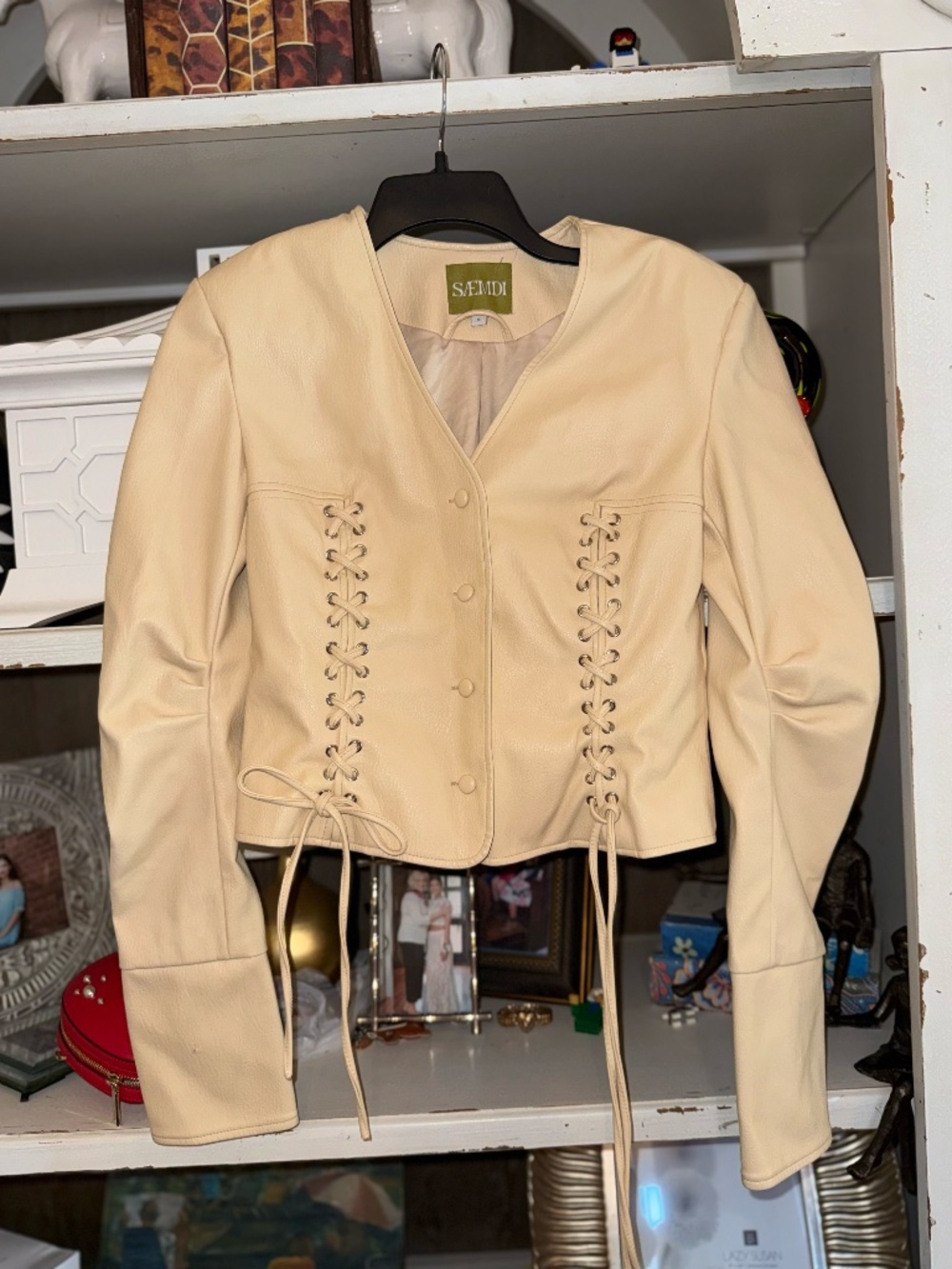 Saemdi Small S Gia faux leather lace up jacket corset style FLAW - Picture 3 of 7